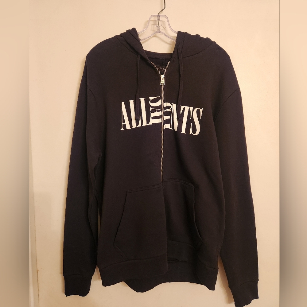Men's All Saints Black Nico Zip Hoodie, Size XS